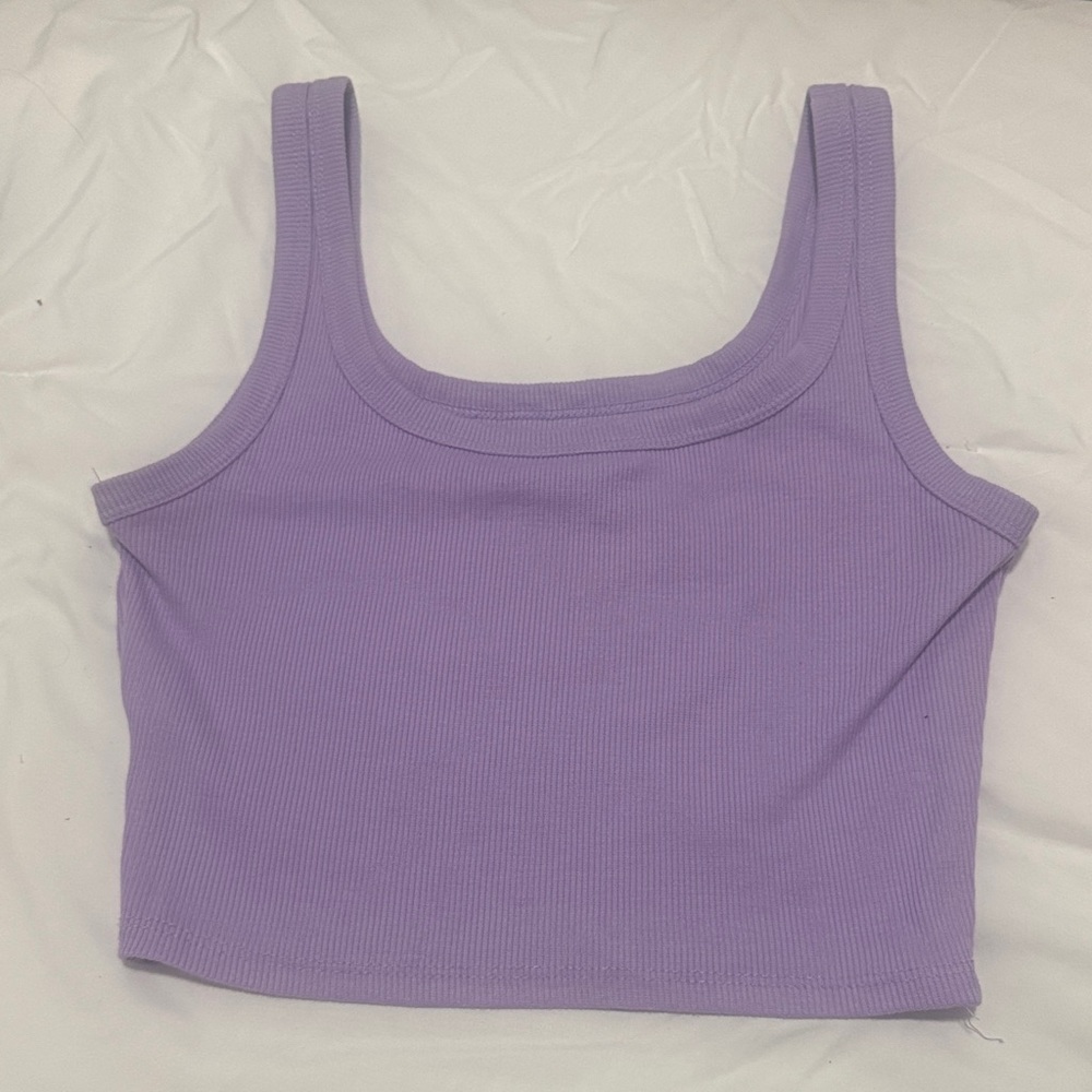 SHEIN Lavender Ribbed Crop Top